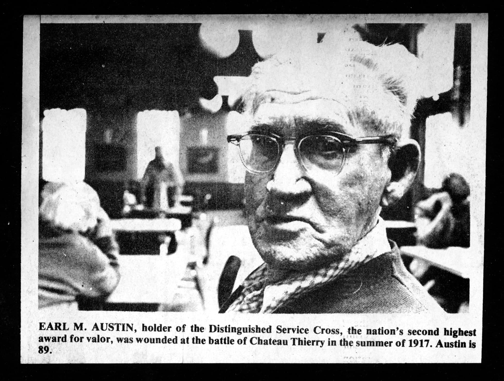 Undated Chelsea Record clipping with a portrait of Earl M. Austin and a printed biographical caption.